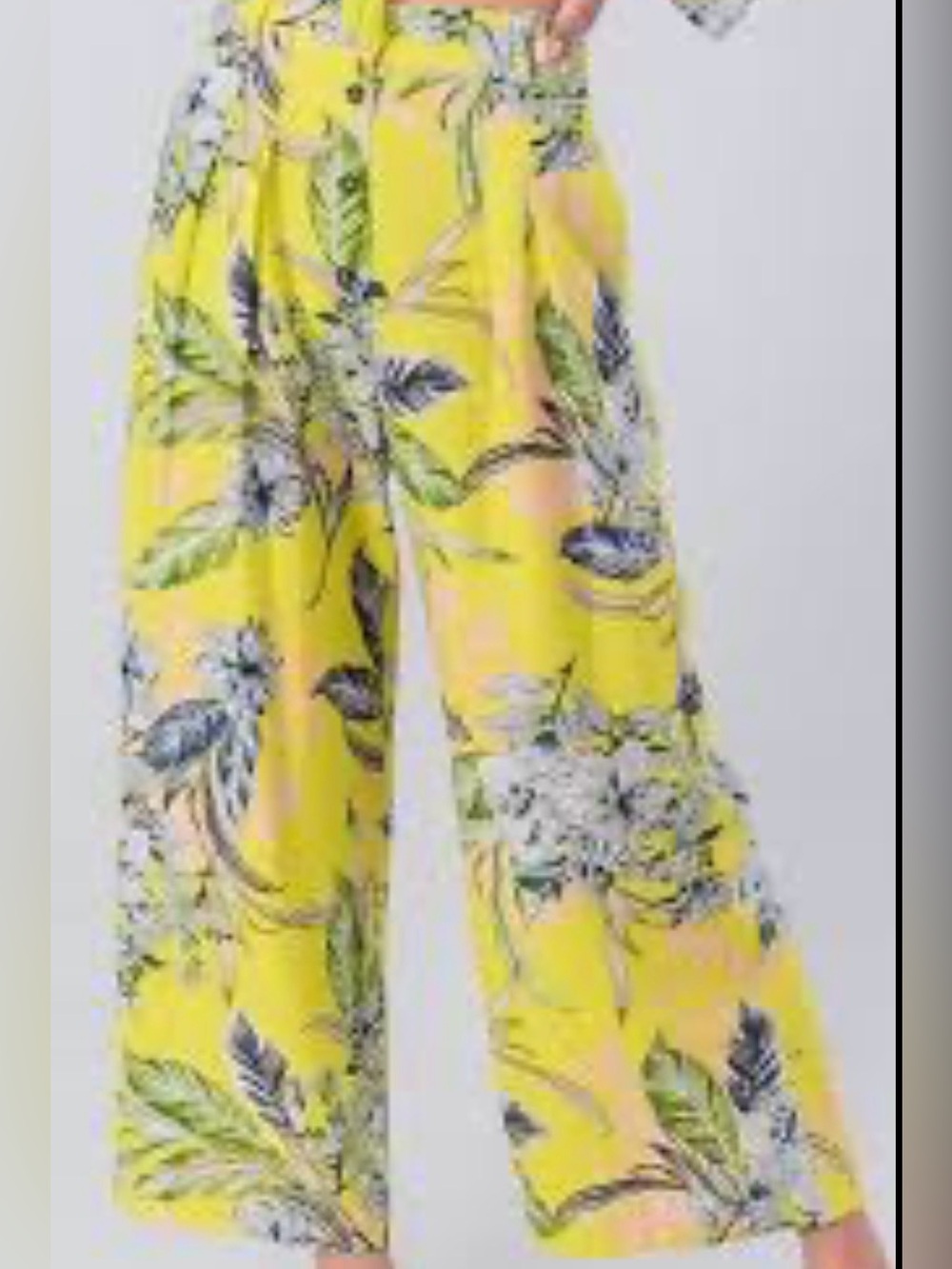 Love & Harmony Bright Yellow Floral Wide-Leg Pants in Large